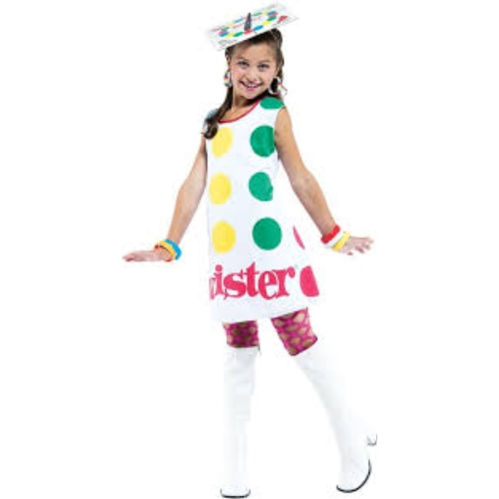 Twister Board Game Costume Girls Size Medium 7-8 Dress and Spinner Hat Set
